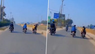 Amroha: Youths Burst Firecrackers While Riding Bikes on Gajraula Highway, Police Respond After Video Goes Viral