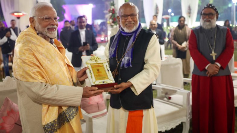 PM Modi Christmas 2024 Celebration Photos and Video: Prime Minister Narendra Modi Joins Xmas Festivities With Union Minister George Kurian