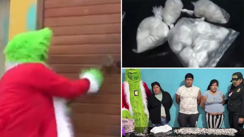 'The Grinch' Makes Drug Bust in Peru: Police Officer Disguised as Famous Christmas Character Breaks Through Door With Sledgehammer, Busts Drug-Trafficking Gang in Lima (Watch Video)