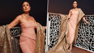 Kareena Kapoor Khan Exudes Glam in Strapless Blush Pink Gown by Anamika Khanna at Bvlgari Event in Dubai (See Pics)