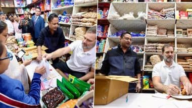 Rahul Gandhi Attends Customers at Kirana Store in Delhi, Says Big Companies Creating Monopoly To Drive Small Shopkeepers out of Business (See Pics and Video)