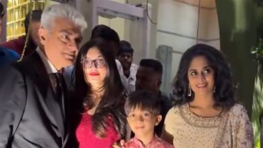 Ajith Kumar Makes Rare Public Appearance With Wife Shalini and Kids at PV Sindhu-Venkatta Datta Sai's Wedding Reception in Hyderabad (Watch Video)