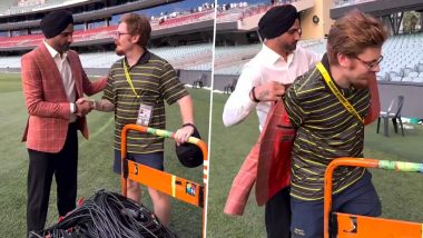 Harbhajan Singh Wins Hearts, Gifts Promised Blazer to ‘Good’ Ground Staff Member During IND vs AUS 2nd Test 2024 (Watch Video)  