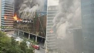 Hyderabad Fire: Massive Blaze Erupts at Satva Elixir Building in Telangana&rsquo;s Madhapur Area, No Casualties Reported (Watch Videos)