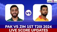 Pakistan vs Zimbabwe Live Score Updates of 1st T20I 2024: Get Toss Winner Result, Live Commentary and Full Scorecard Online of PAK vs ZIM Cricket Match