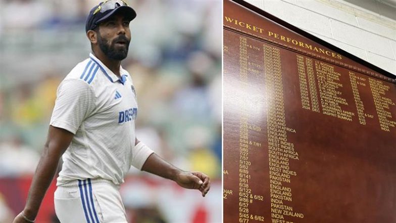 Jasprit Bumrah Gets Name Inked On Melbourne Cricket Ground Honours Board After Claiming Five-Wicket Haul In Australia's Second Innings During IND vs AUS Boxing Day Test 2024 (See Pic)