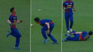 Yuvraj Khatri Twists Ankle As Nepal U-19 Cricketer's Celebration Goes Wrong During NEP U19 vs BAN U19 ACC Men’s U19 Asia Cup 2024 Match