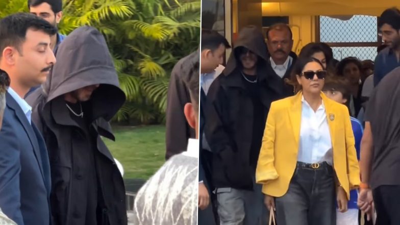 Shah Rukh Khan and His Family Arrive in Jamnagar for 2025 New Year Celebrations With Ambani Family (Watch Video)