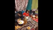 Jammu and Kashmir: Stranded Tourists Find Shelter in Mosque Amid Heavy Snowfall on Srinagar-Sonamarg Highway in Gund (Watch Video)