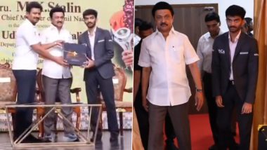 Tamil Nadu Chief Minister MK Stalin Felicitates Youngest FIDE World Chess Champion D Gukesh in Chennai (Watch Video)