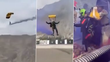 Pakistan Paraglider Viral Video: Paraglider Lands on Chief Guest During Event, Clip Surfaces