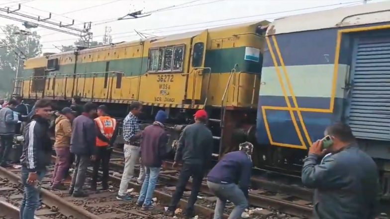 Jhansi Train Derailment: Goods Train Wagon Derails Near Sipri Bazar, Restoration Work Underway (Watch Video)