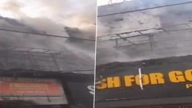 Delhi Restaurant Fire: Massive Blaze Erupts at Eatery in Rajouri Garden; 10 Fire Tenders Present at Spot, Video Shows Plumes of Smoke Emanating