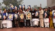&lsquo;Amit Shah Maafi Mango&rsquo;: Rahul Gandhi, INDIA Bloc MPs Protest in Parliament Premises, Demand Home Minister&rsquo;s Apology for BR Ambedkar Remarks (Watch Video)