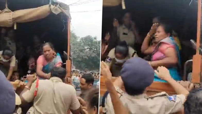 Hyderabad Protest: ASHA Worker Slaps Police Inspector During Demonstration Over Remuneration Hike (Watch Video)