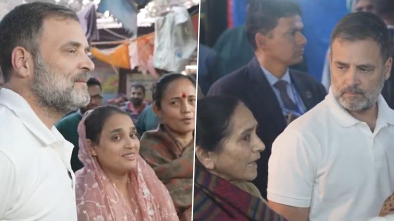 Rahul Gandhi Accompanies Housewives to Vegetable Shopping in Delhi’s Giri Nagar, Says Govt Sleeping Like ‘Kumbhkaran’ Over Rising Prices (Video)