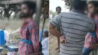 Andhra Pradesh Shocker: Environmental Activist Tied to Pole, Thrashed by Aqua Farmers for Opposing Illegal Aquaculture in Konaseema, Disturbing Video Surfaces