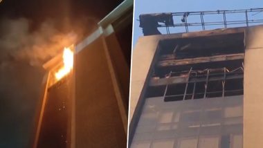 Ahmedabad Fire: Blaze Erupts at Titanium Square Building in Thaltej Area, Offices Damaged; No Casualty (Watch Video)