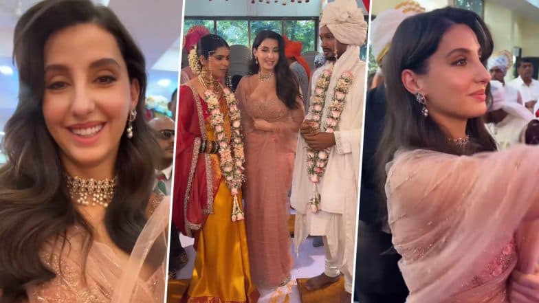 ‘I Love It, So Cute’: Nora Fatehi Gets Emotional in a Heartwarming Moment at Her Team Member’s Wedding in Ratnagiri (Watch Video)