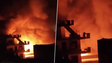 Gurugram Blast Video: Mazor Blaze Erupts at Saraswati Enclave in Haryana Due to Explosion of AC Compressor; No Casualties or Injuries Reported