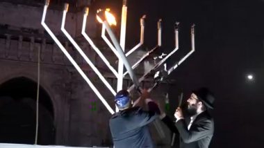 Hanukkah 2024: Jews Celebrate Chanukah Festival at Gateway of India in Mumbai (Watch Video)