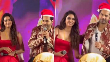 ‘Our New Bride Has Come’: Varun Dhawan Playfully Teases ‘Baby John’ Co-Star and Newlywed Keerthy Suresh at Promotional Event in Mumbai (Watch Video)