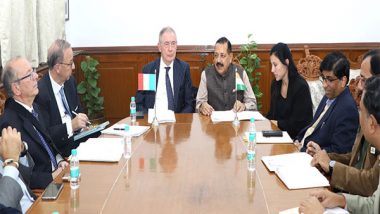 World News | Italian Minister Adolfo Urso Meets Union Minister Jitendra Singh, Discusses India-Italy Bilateral Cooperation