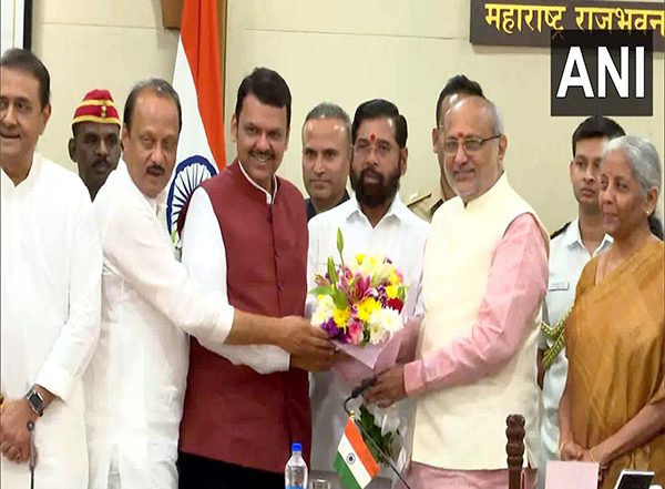 India News | Mahayuti Leaders Meet Maharashtra Governor Radhakrishnan; Devendra Fadnavis to Take Oath Tomorrow