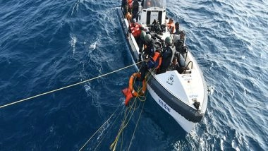 World News | Indian Coast Guard, Pak Maritime Security Agency Rescue 12 Seafarers After Ship Sinks