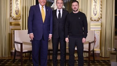 World News | Volodymyr Zelenskyy, Donald Trump Meets Emmanuel Macron in Paris Ahead of Notre Dame Ceremony