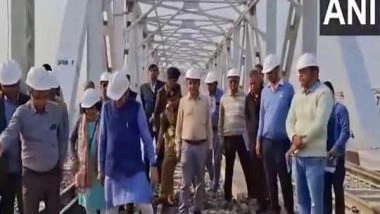 India News | Union Minister Ashwini Vaishnaw Inspects Newly Constructed Ganga Rail Bridge at Prayagraj