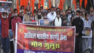 India News | UP: Karni Sena, Hindu Mahasabha Protest in Aligarh over 'atrocities' Against Hindus in Bangladesh