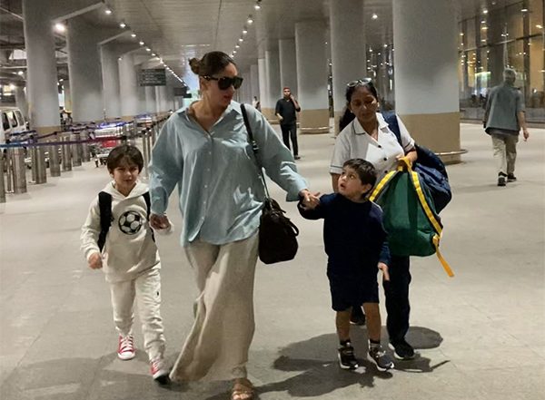 Entertainment News | After Celebrating Sharmila Tagore's Birthday in Goa, Kareena Returns to Mumbai with Kids; Don't Miss Jeh's Reaction