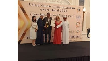 Business News | United Nations Global Peace Council in Dubai Presents Excellence Award to Dr. Arpit Chopra Jain