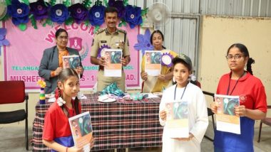 India News | Hyderabad Police Commissioner Visits School in Musheerabad, Interacts with Students