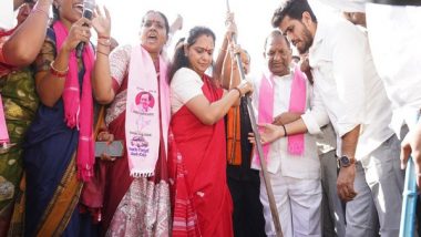 India News | BRS' K Kavitha Lays Foundation Stone of 'Telangana Talli' Statue, Vows to Fight for State's 'identity'