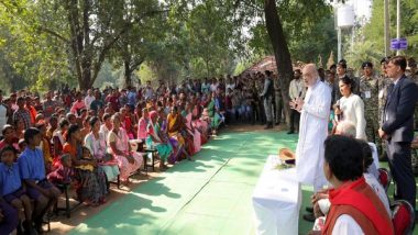 India News | Amit Shah Visits Naxal Stronghold Gundam in Chhattisgarh's Bijapur, Meets Villagers