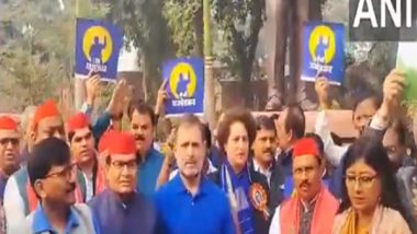 India News | Ambedkar Controversy: INDIA Bloc MPs Hold Protest March in Parliament; Demand Apology, Resignation of Amit Shah