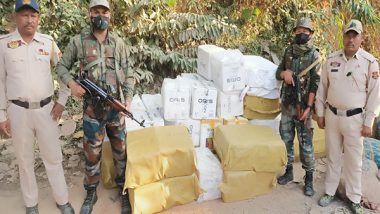 India News | Assam Rifles, Custom Departement Seizes Smuggled Foreign Cigarettes Worth Rs 2.6 Cr in Tripura