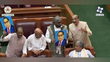 India News | Congress MLAs Stage Protest at Karnataka Assembly to Condemn Home Minister Amit Shah's Remarks