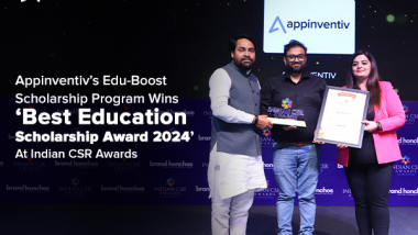 Business News | Appinventiv's Edu-Boost Scholarship Program Wins 'Best Education Scholarship Award 2024' At Indian CSR Awards