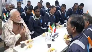 World News | PM Modi Visits Gulf Spic Labour Camp in Kuwait, Interacts with Indian Workers There