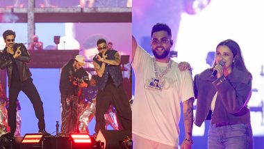 Entertainment News | Vicky Kaushal, Parineeti Chopra Groove on Stage with Karan Aujla at His Mumbai Concert