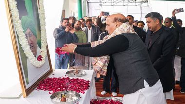 India News | Defence Minister Rajnath Singh Pays Tribute to Former Haryana CM Chaudhary Om Prakash Chautala