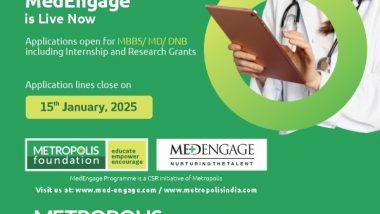 Business News | Metropolis Foundation Launches the 7th Edition of Its Award-winning Flagship CSR Initiative - 'MedEngage Scholarship Programme'