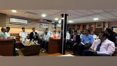 World News | India, Mauritius Hold Joint Coordination Meeting Onboard INS Sarvekshak for Hydrographic Survey