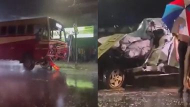 Alappuzha Car Accident: 5 MBBS Students From Kerala’s Alappuzha Medical College Killed in Car-Bus Collision, Video Surfaces