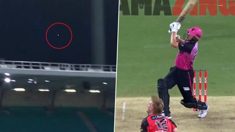 Ben Dwarshuis Hits Huge 108M Six That Strikes Stadium Roof During Sydney Sixers vs Melbourne Renegades BBL 2024-25 Match (Watch Video)