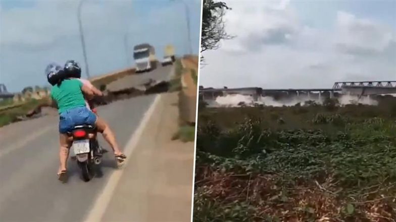 Brazil Bridge Collapse: Bridge Linking Estreito and Aguiarnopolis Collapses While Councillor Records Video, Tanker Filled With Sulfuric Acid Plunges Into Tocantins River; Terrifying Clip Surfaces