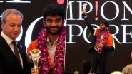 D Gukesh Lifts FIDE World Chess Championship 2024 Trophy in Singapore After Becoming Youngest-Ever to Attain Title (Watch Videos)